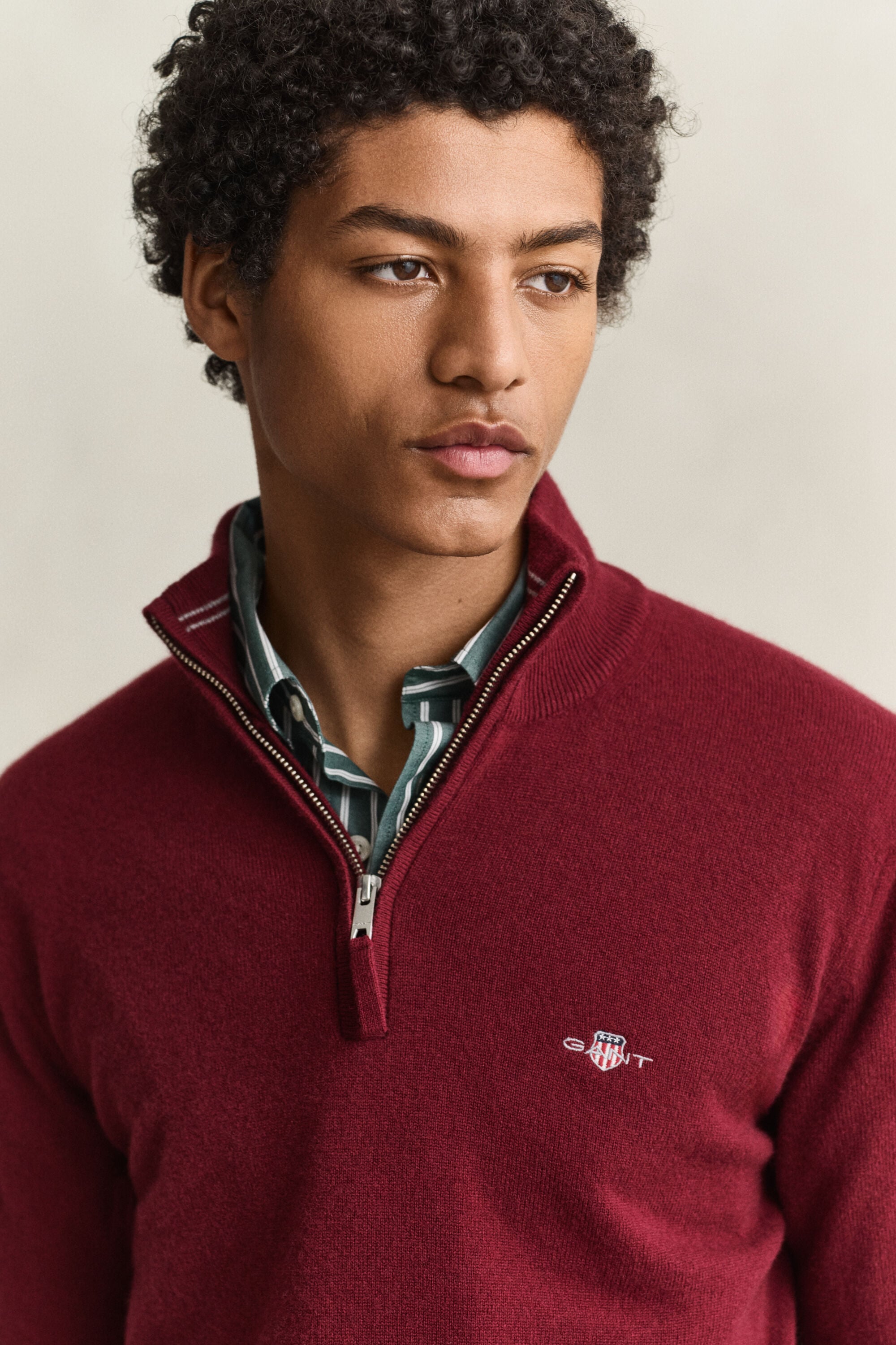 Tröja i lammull med half-zip