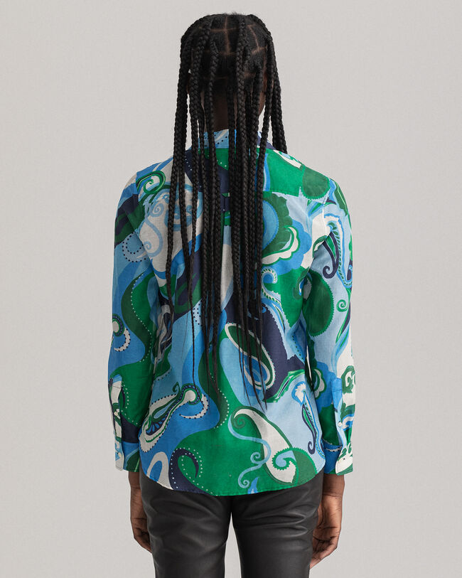 Regular fit paisleyskjorta i bomullssiden