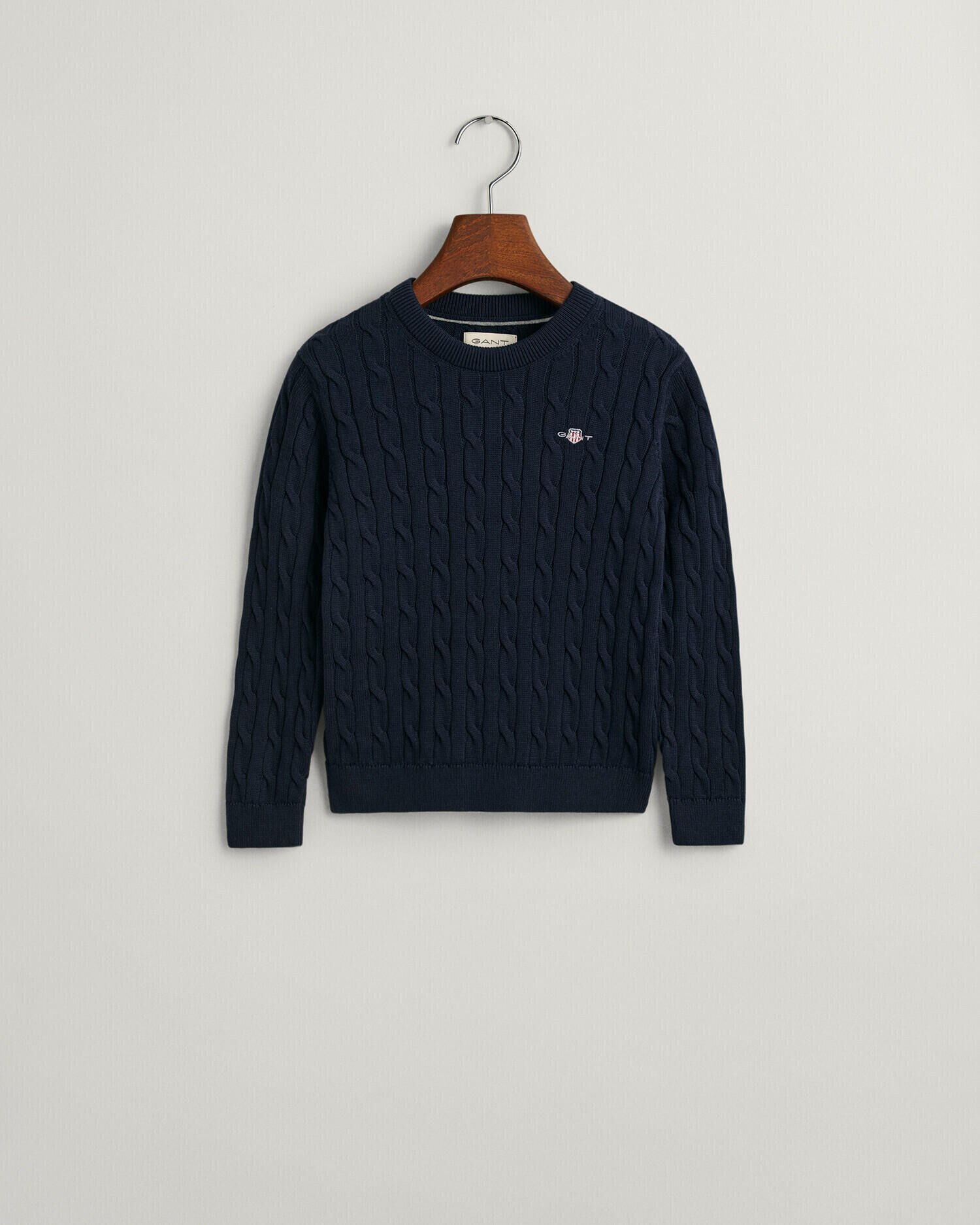 Kids Shield kabelstickad bomullströja med rund hals