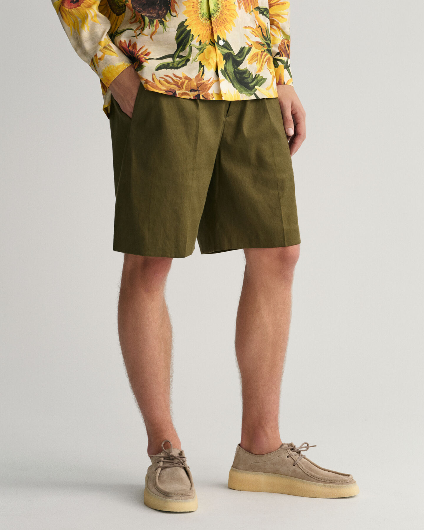 Kostymshorts i bomull och linne