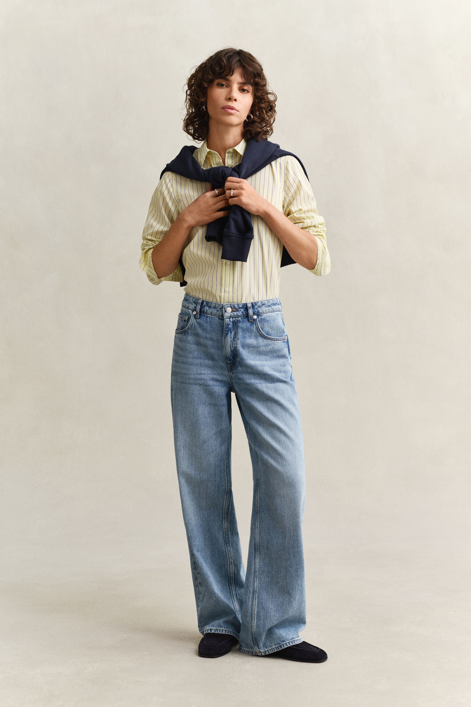 Regular fit klassisk randig poplinskjorta