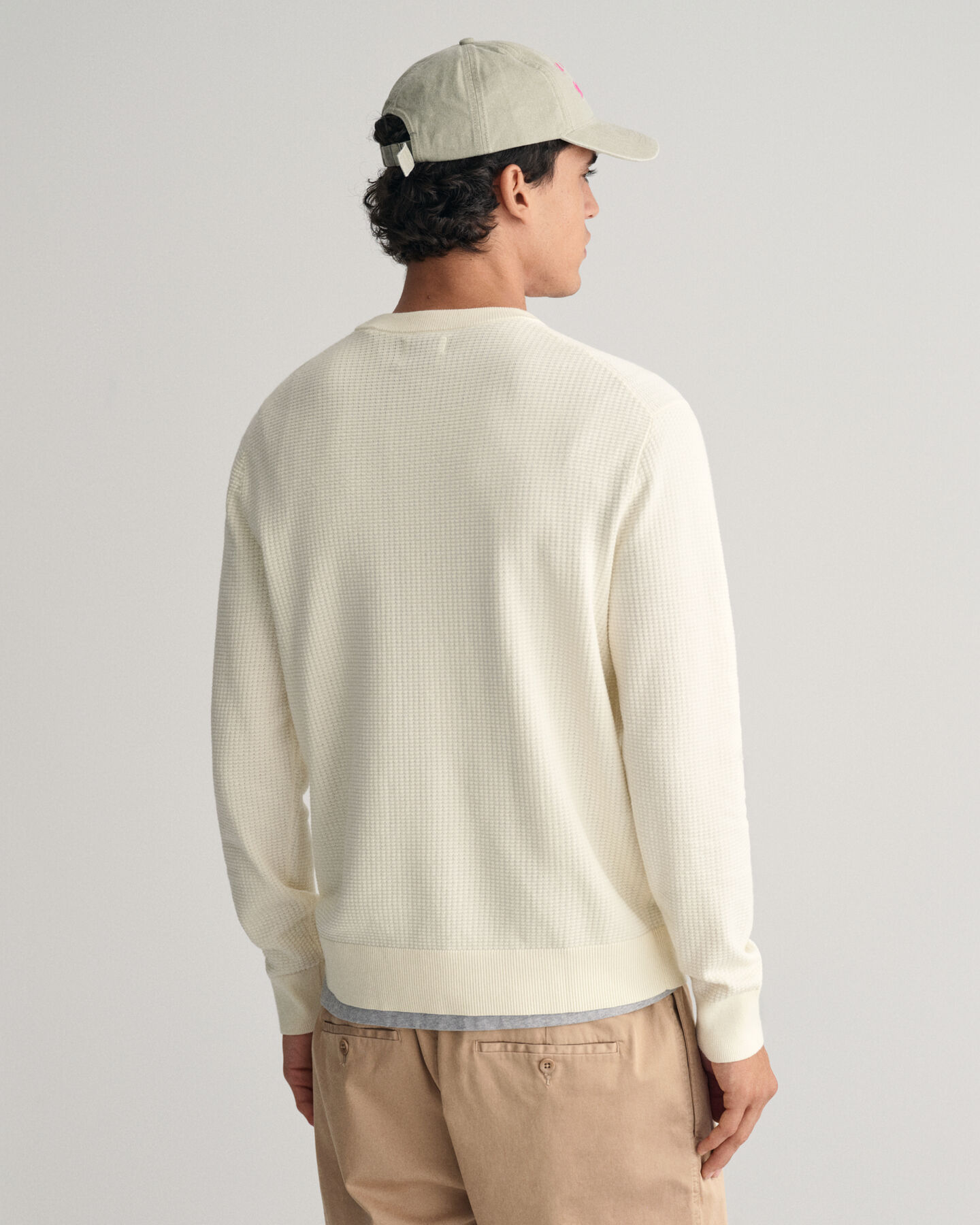 Textured Cotton Crew Neck Sweater