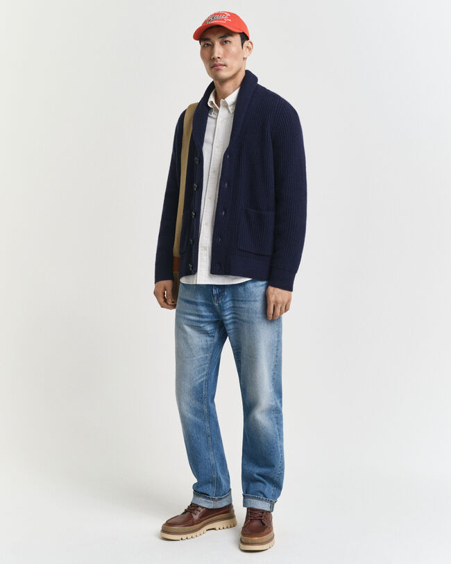 Kofta med sjalkrage i ullblandning