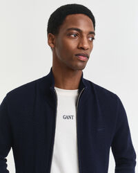 Kofta i bomull och merino med textur