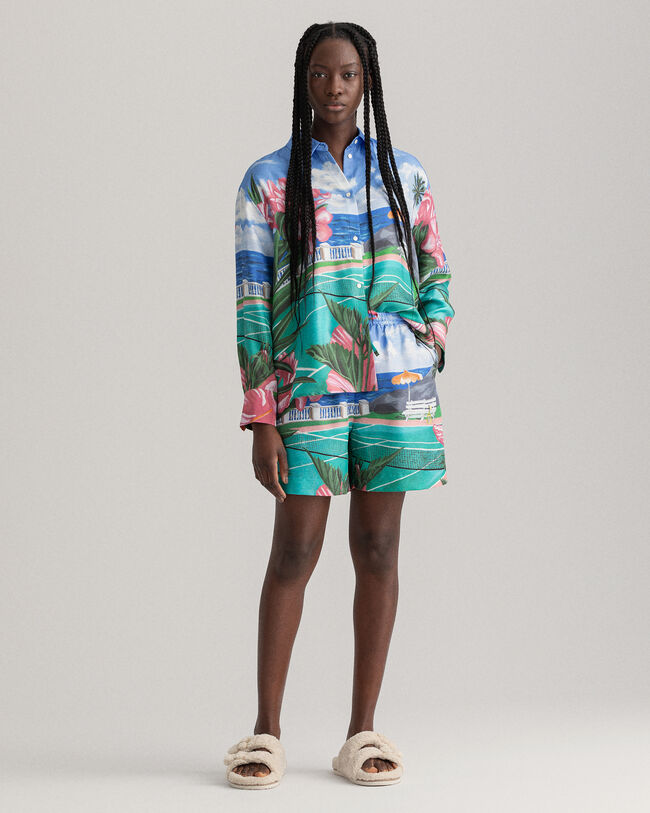 Scenery Print shorts med dragsko