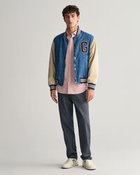 Regular fit randig skjorta i bomull och linne