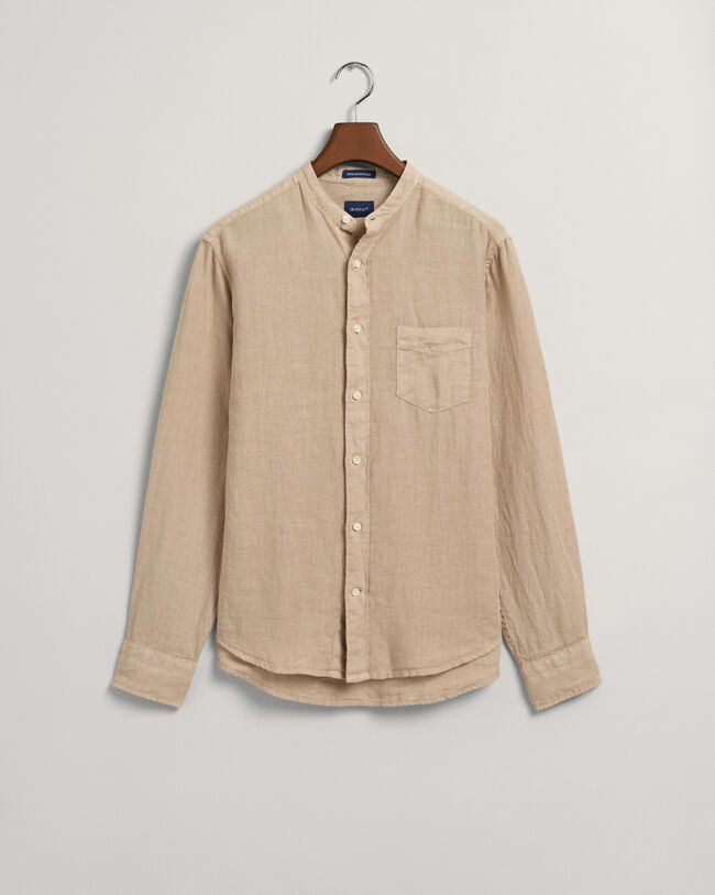 Regular Fit Plaggfärgad linneskjorta