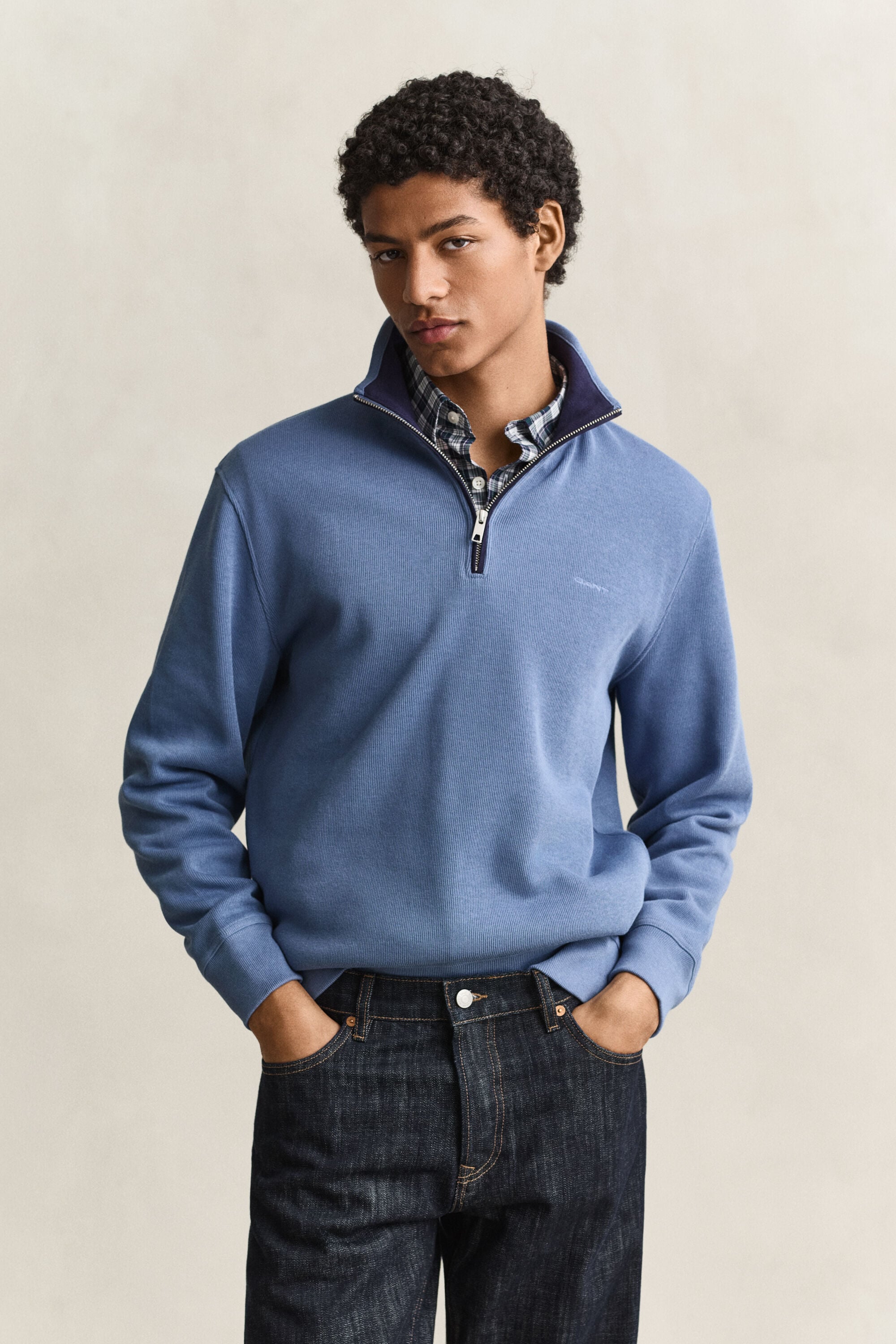 Sacker Rib sweatshirt med half-zip