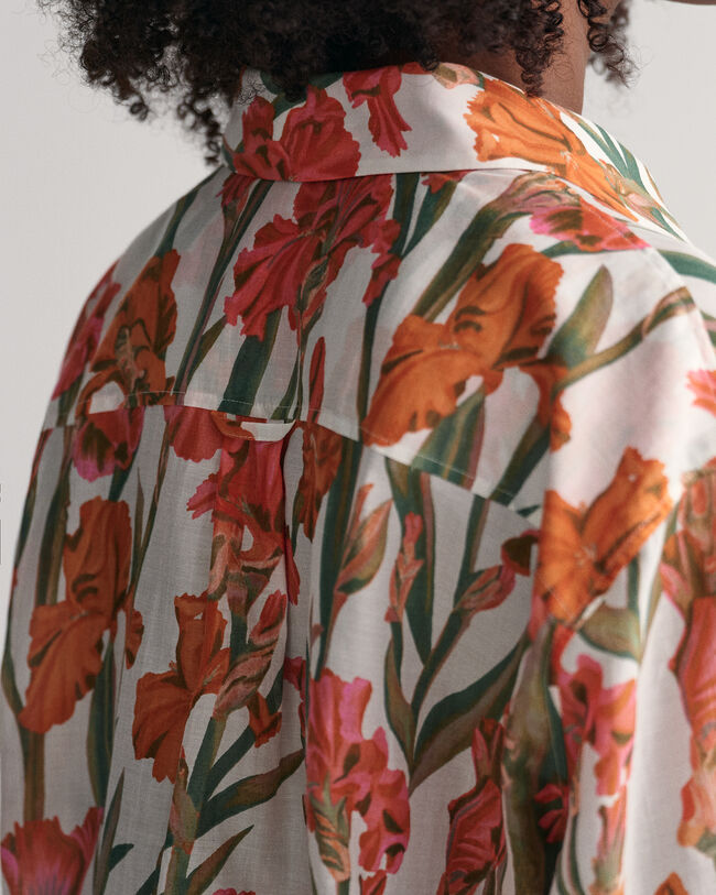 Iris Print kort&auml;rmad skjorta i bomull och silke