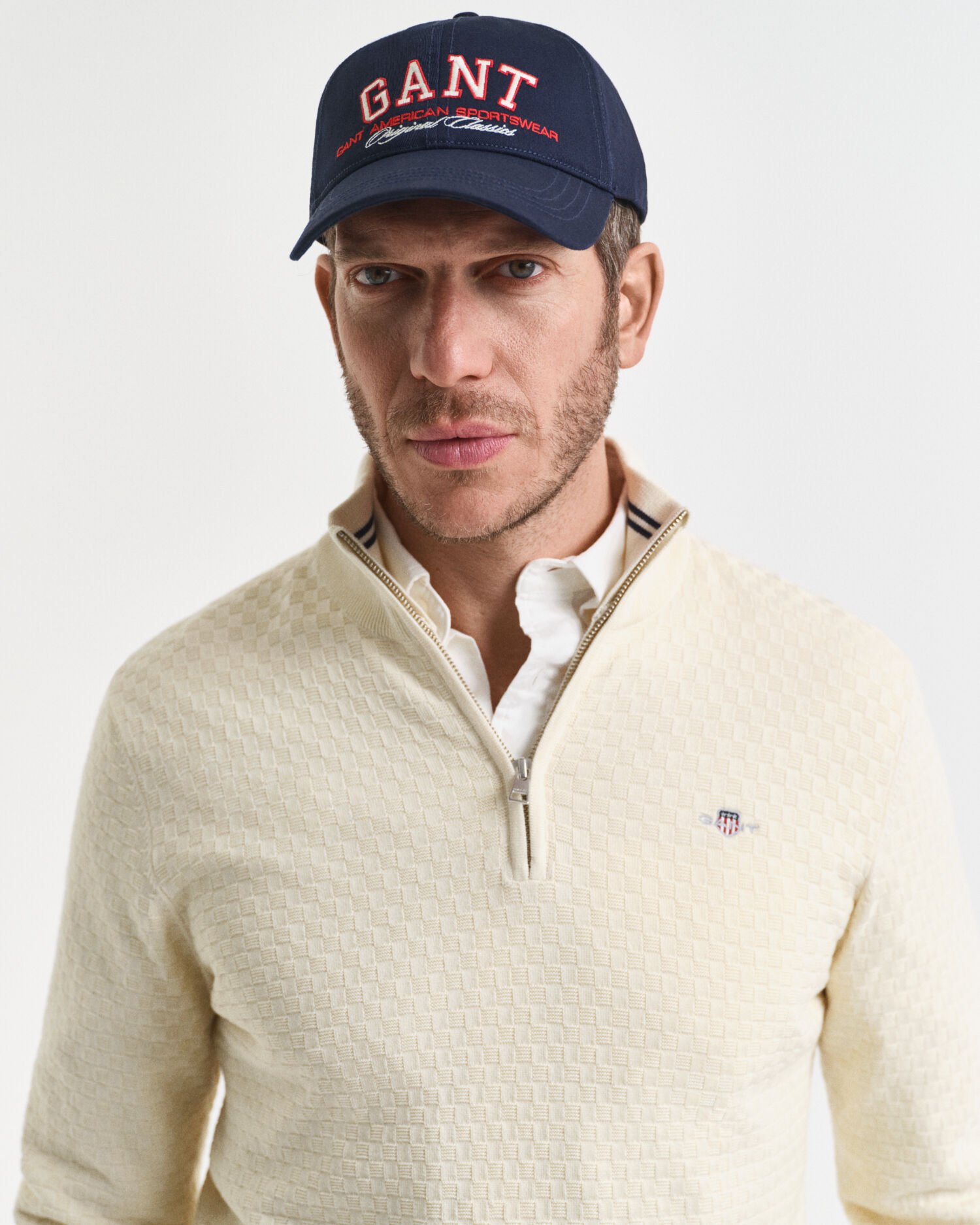 Tröja med half-zip och mikrostruktur