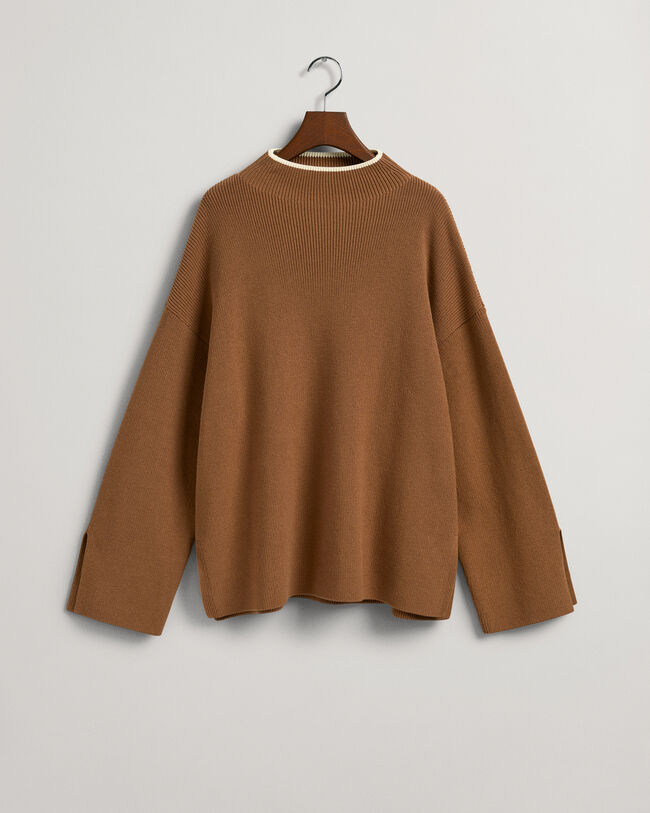 Ribbstickad tr&ouml;ja med st&aring;krage