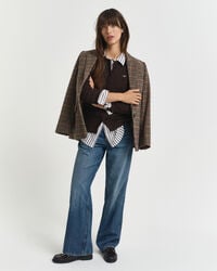 Kabelstickad kofta i bomullsstretch