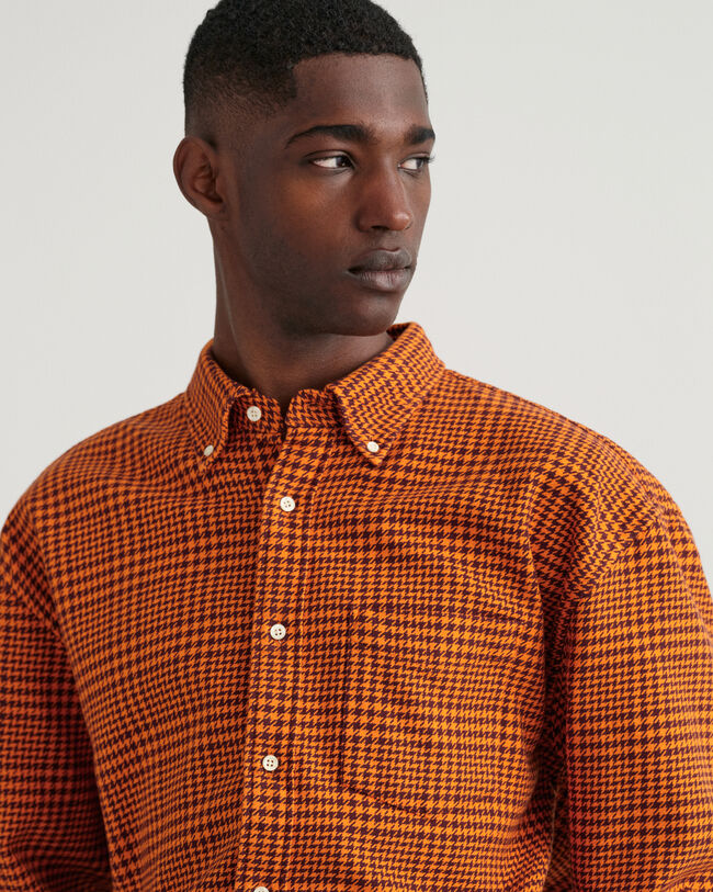 Oversized hundtandsmönstrad bomullsskjorta