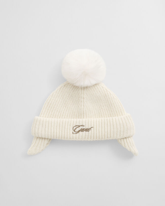 Baby tofsmössa med öronlappar