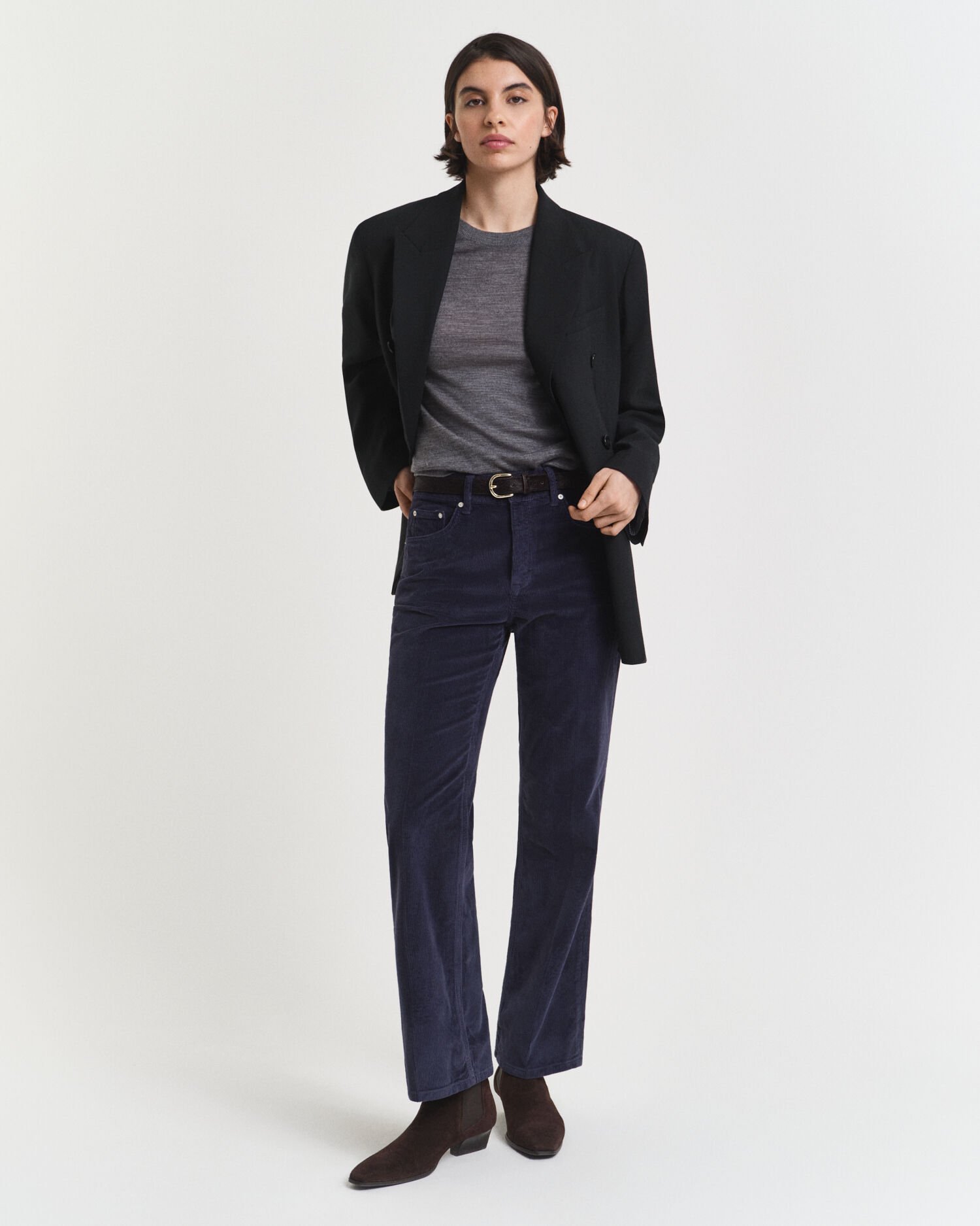 Rundhalsad tröja i extra fin merinoull