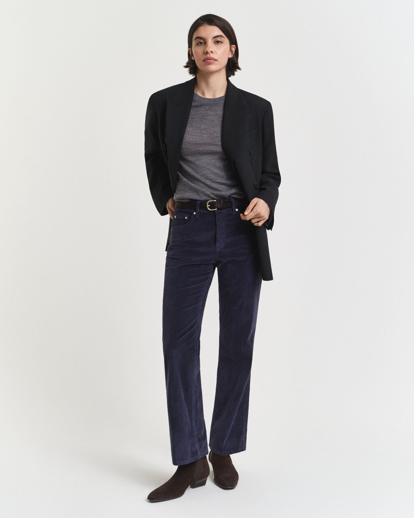 Rundhalsad tröja i extra fin merinoull