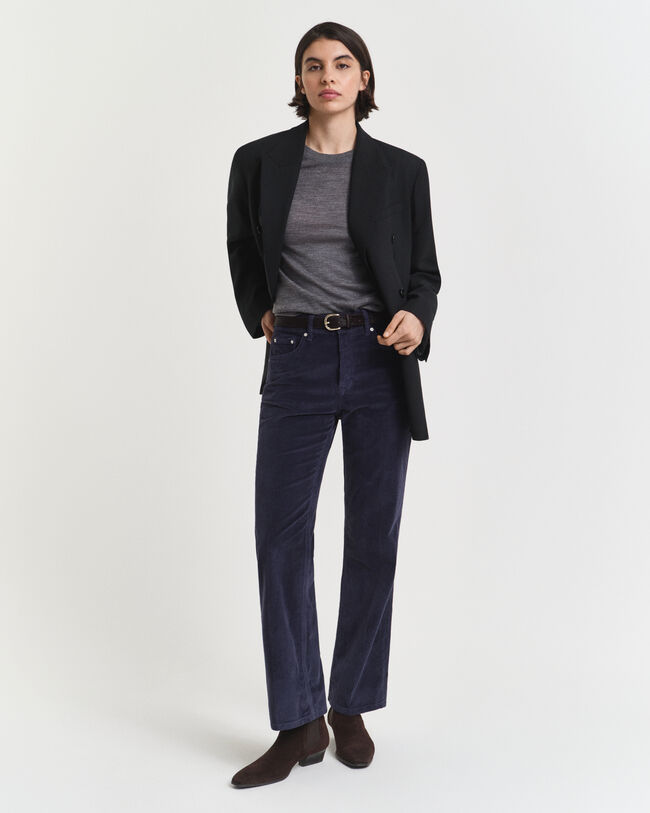 Rundhalsad tröja i extra fin merinoull