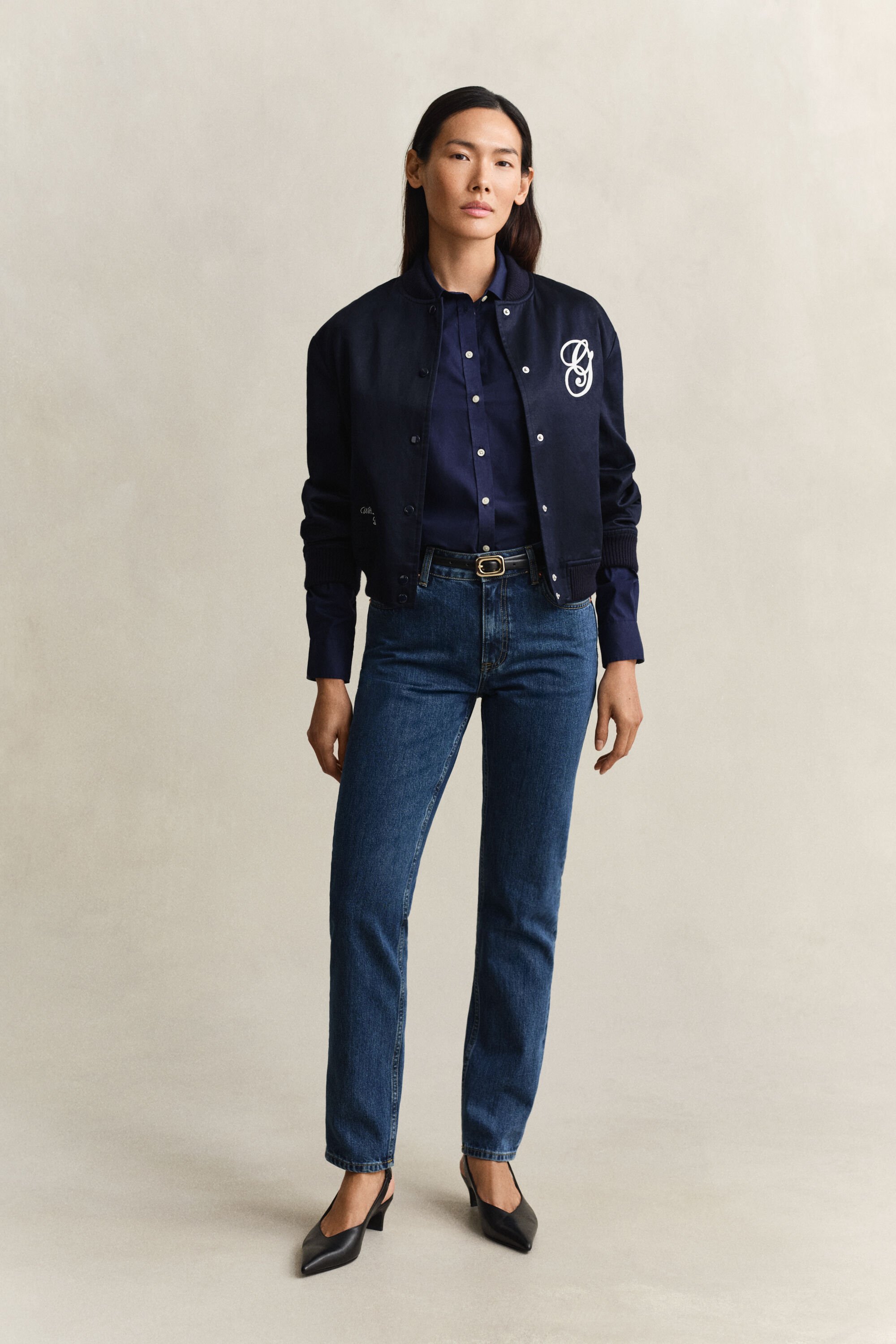 Slim fit poplinskjorta