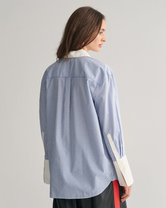 Relaxed fit randig skjorta med kontrastkrage