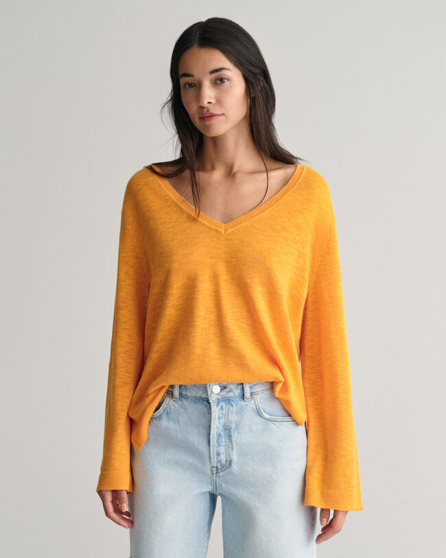 Linen Blend V-Neck Sweater