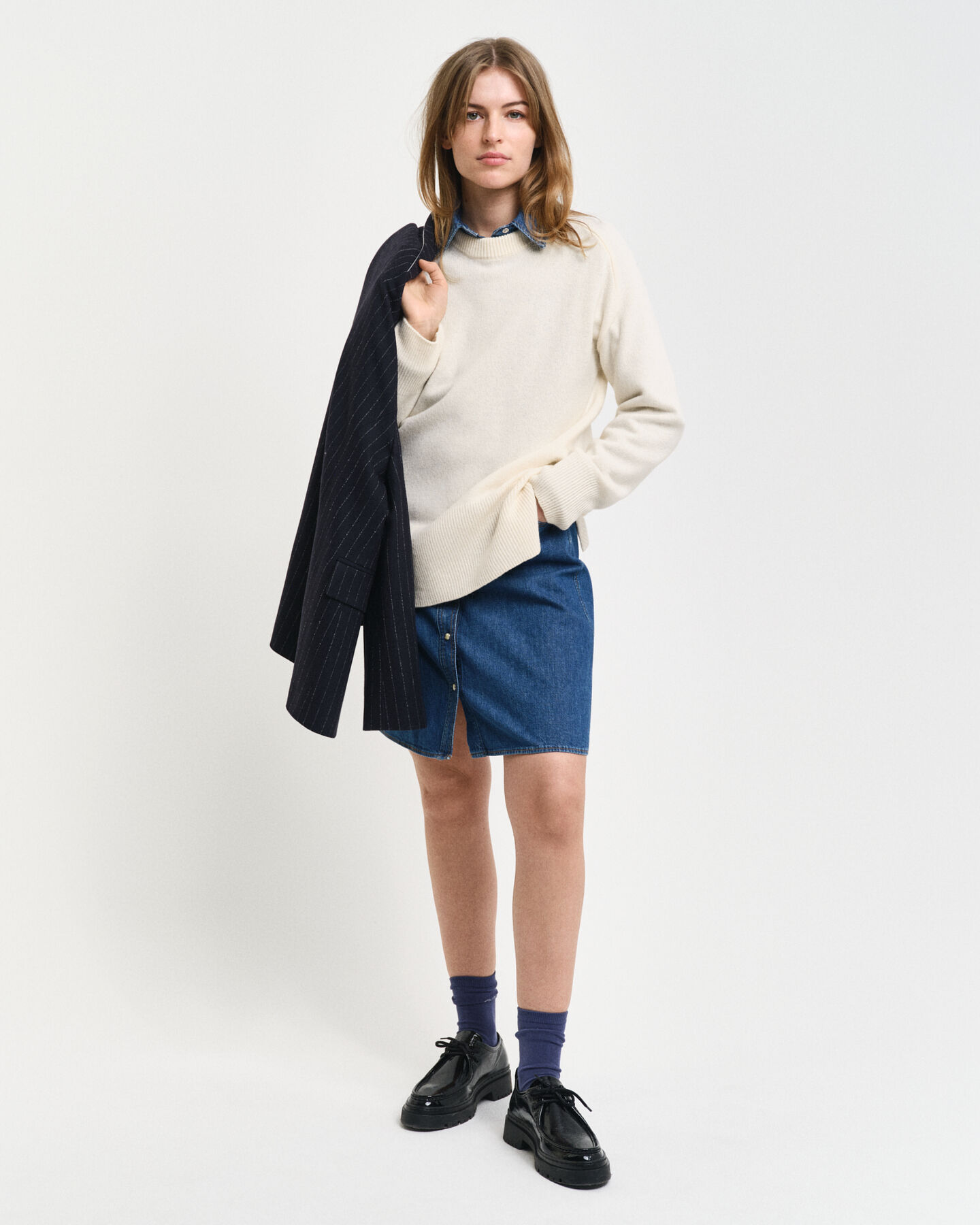 Rundhalsad tr&ouml;ja i kashmir- och ullblandning