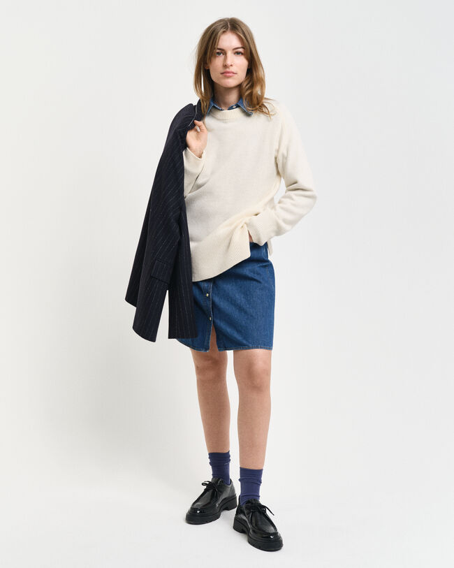 Rundhalsad tr&ouml;ja i kashmir- och ullblandning