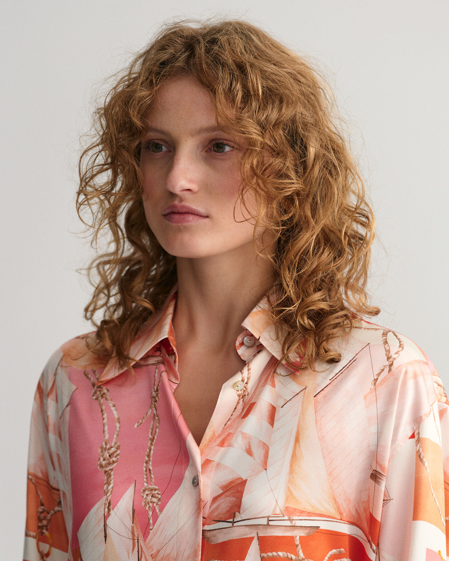 Relaxed fit Sailing mönstrad sidenskjorta