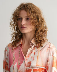 Relaxed fit Sailing mönstrad sidenskjorta