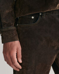 Relaxed fit jeans i flockad velour