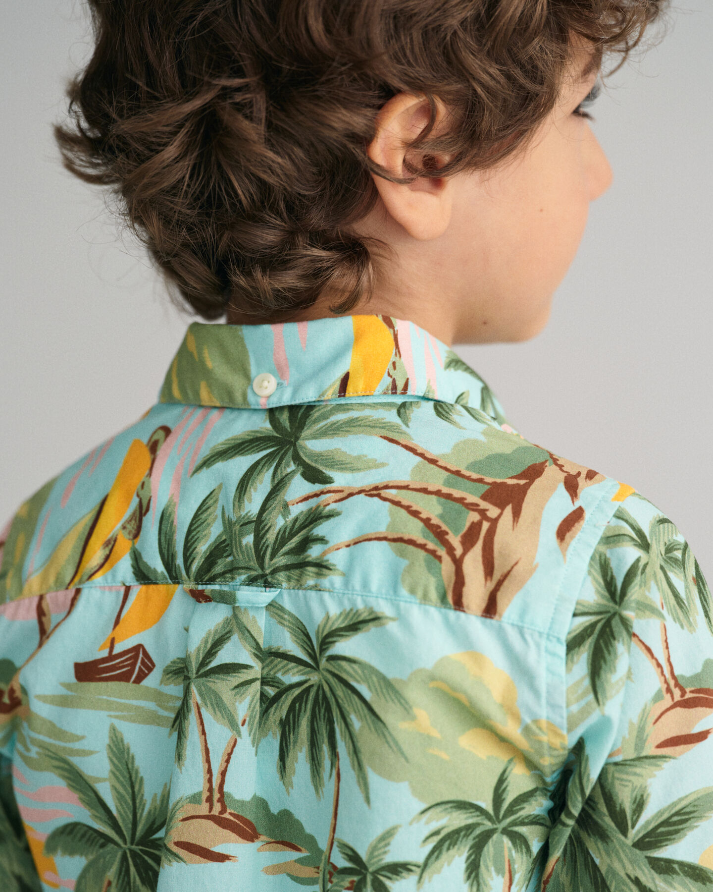 Kids palmmönstrad kortärmad skjorta i bomull
