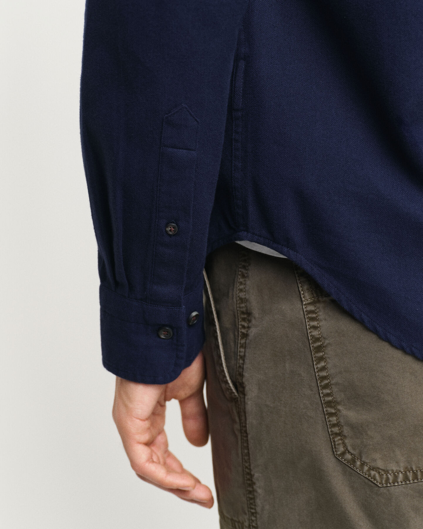 Regular fit fiskbensm&ouml;nstrad flanellskjorta