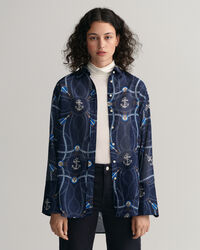 Relaxed fit Sailing Print blus i bomull och silke