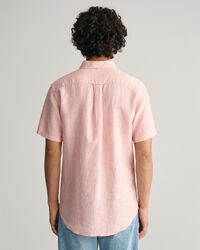 Regular fit randig kortärmad linneskjorta