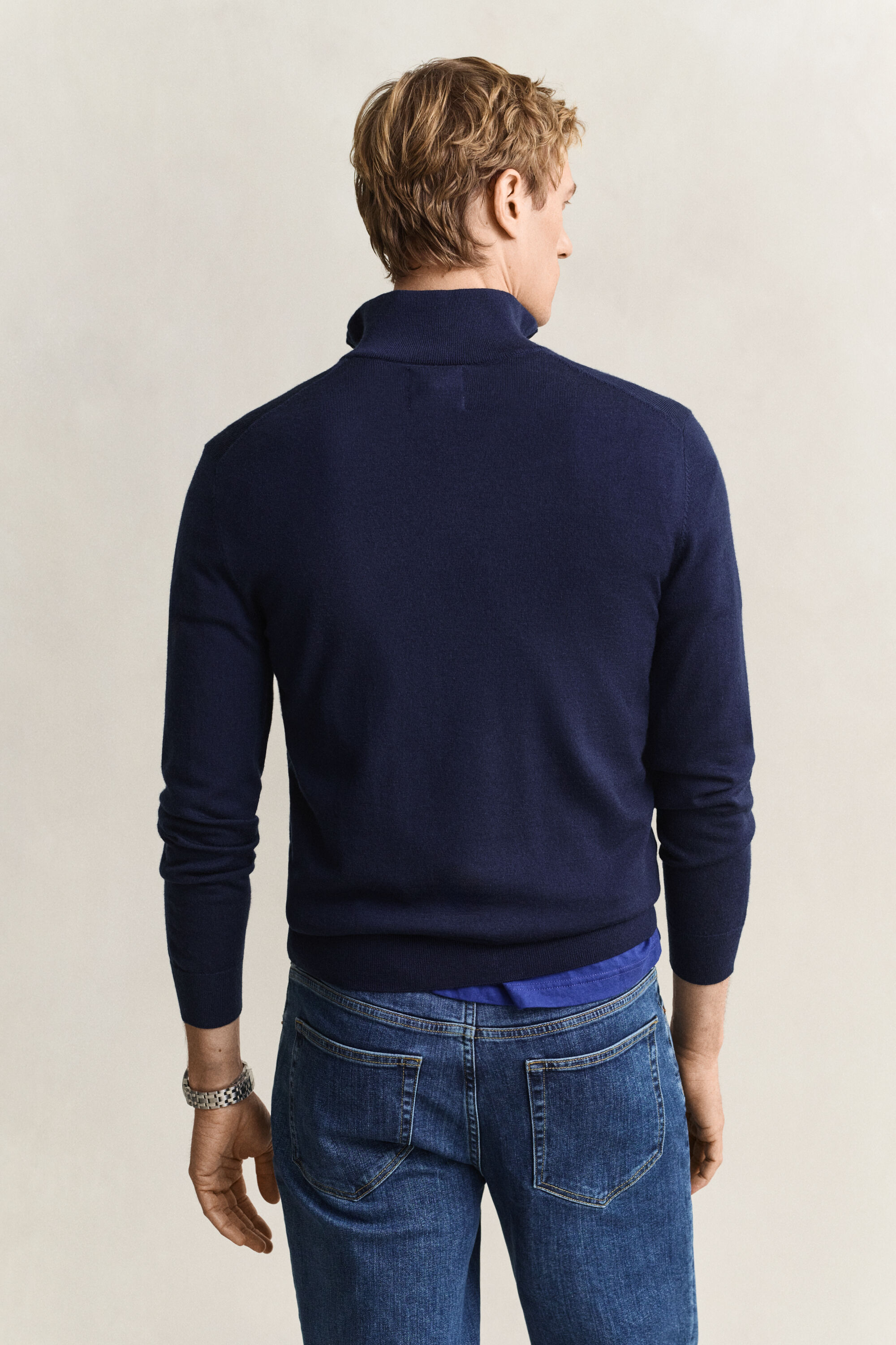 Tröja med half-zip i merinoull