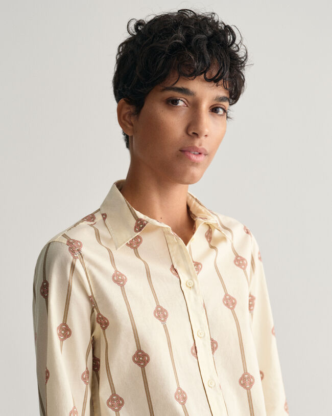 Regular fit randig skjorta i bomullsvoile med monogram