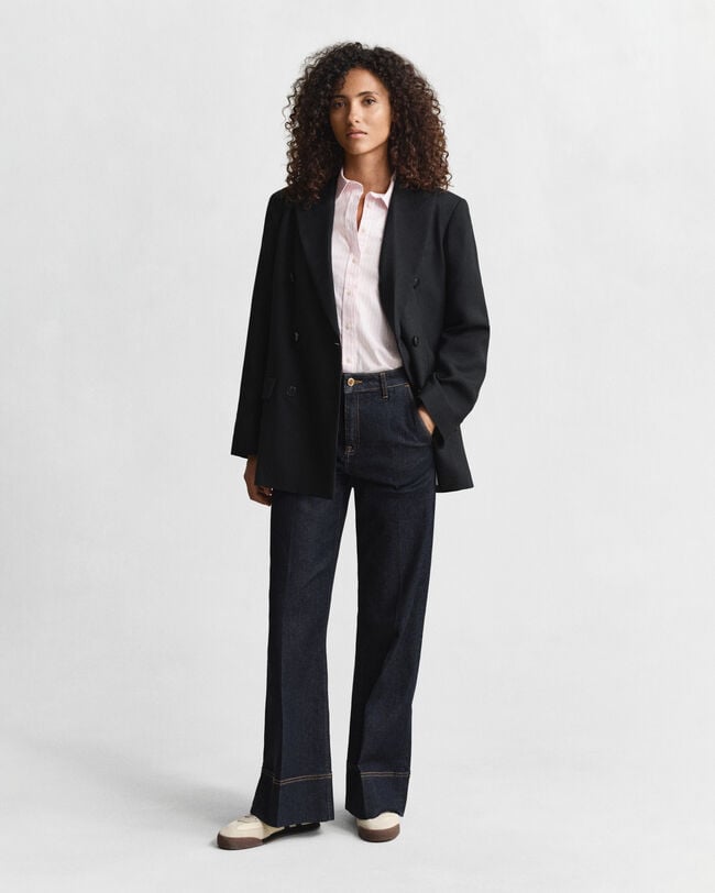 Regular fit klassisk randig poplinskjorta