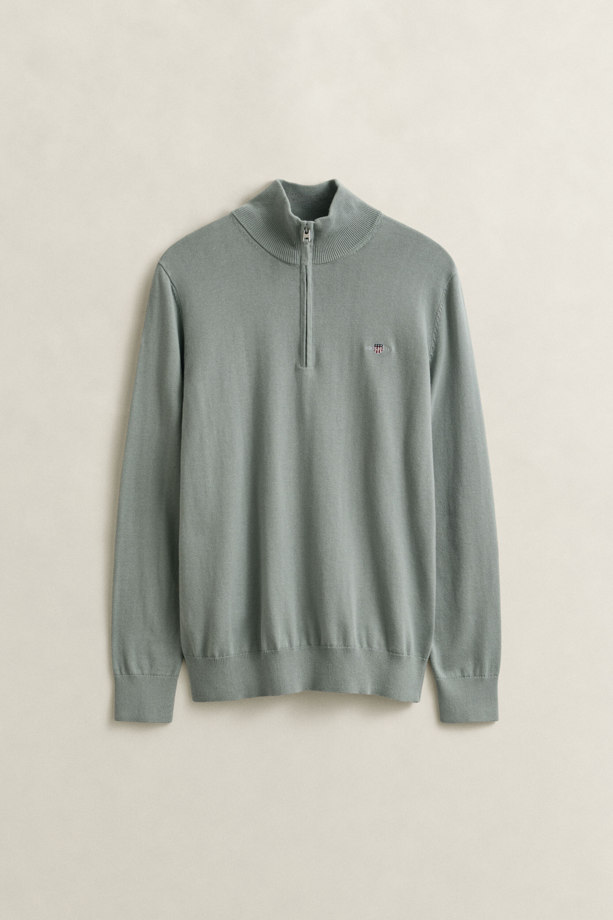 Klassisk bomullströja med dragkedja vid halsöppningen