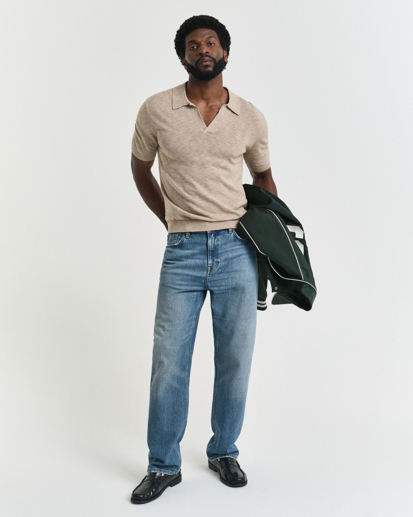 Kortärmad pikétröja i linneblandning