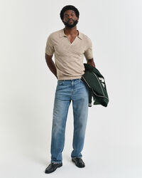 Kortärmad pikétröja i linneblandning