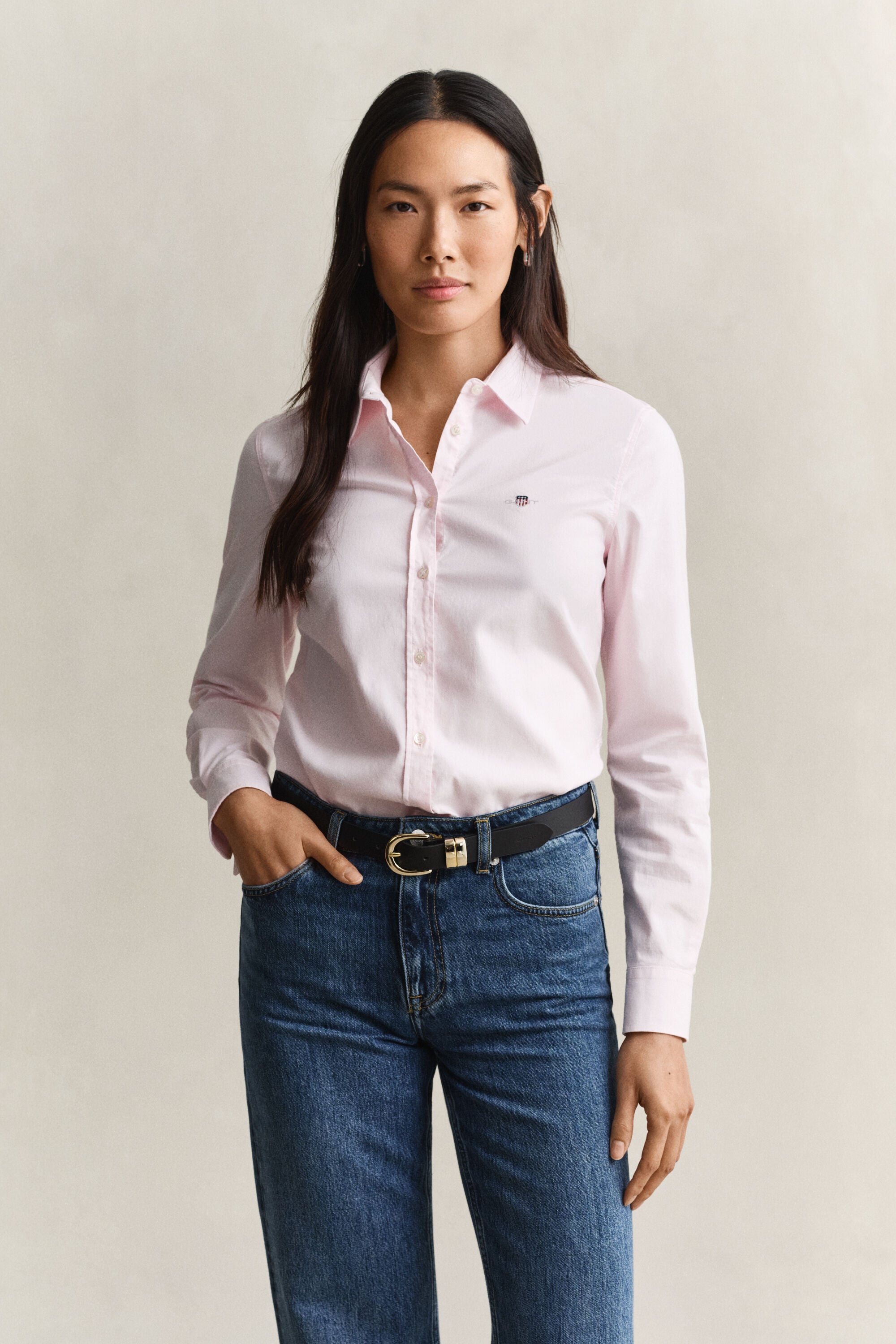 Klassisk slim fit oxfordskjorta med stretch