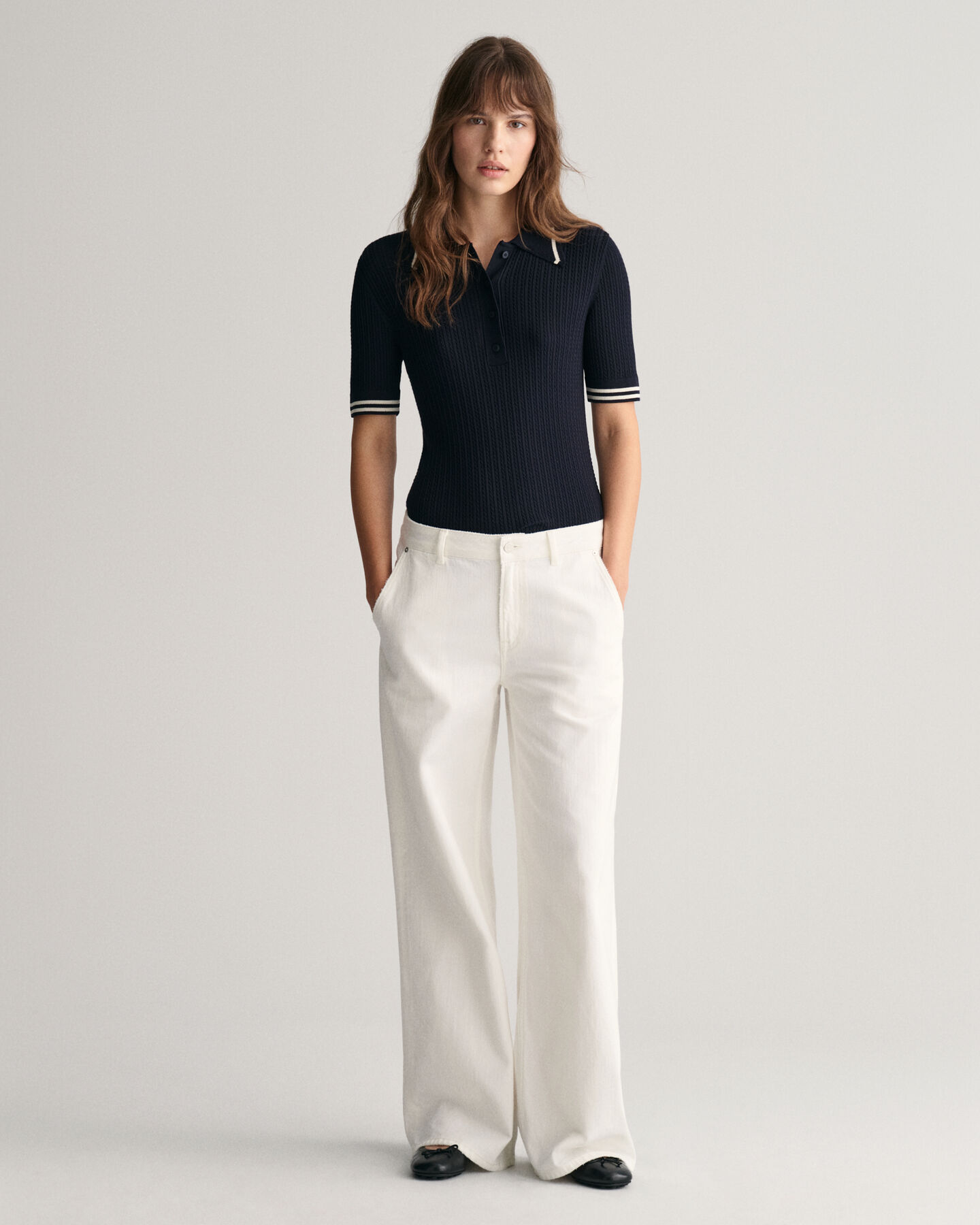 Minikabelstickad pikétröja