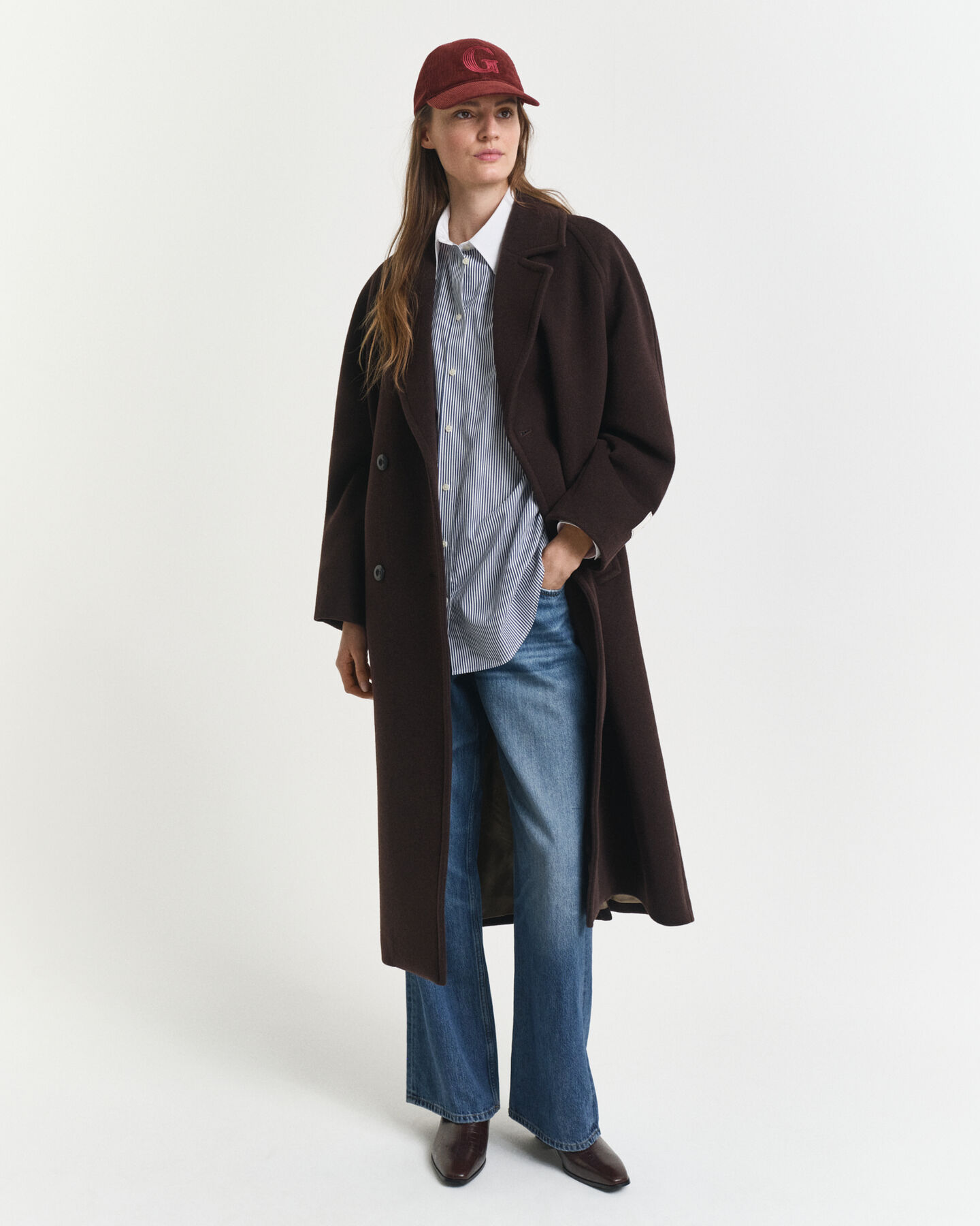 Oversized fit randig skjorta med kontrastkrage