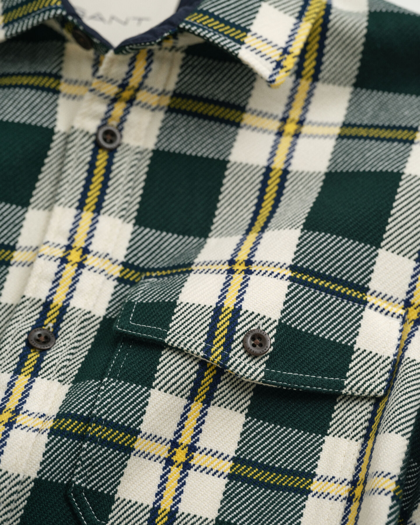 Tjock rutig skjortjacka i twill