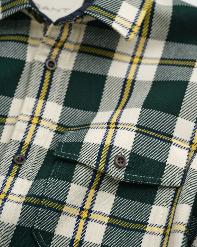 Tjock rutig skjortjacka i twill