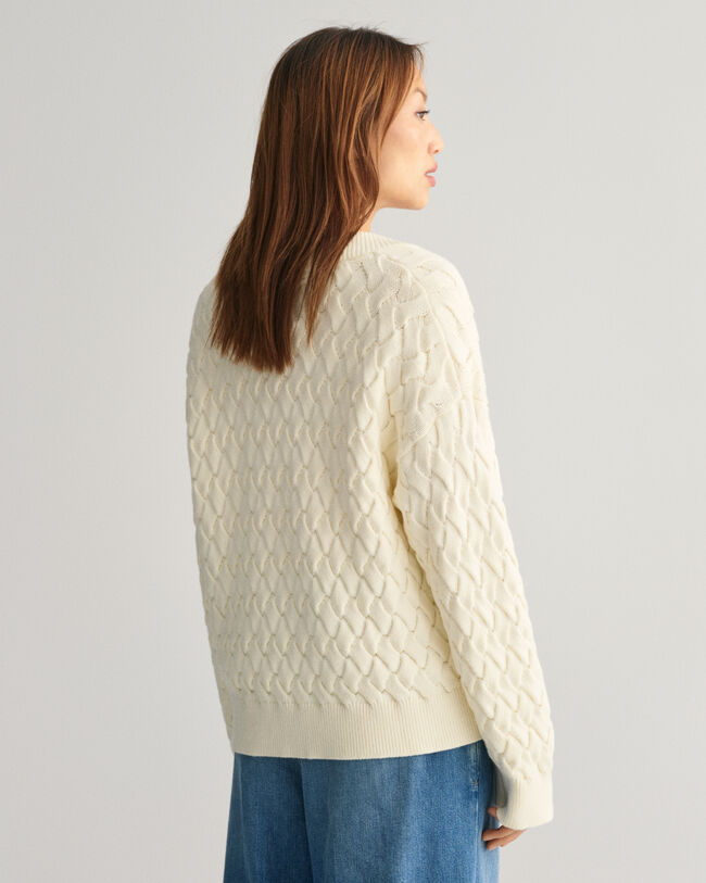 V-ringad bomullstr&ouml;ja med textur