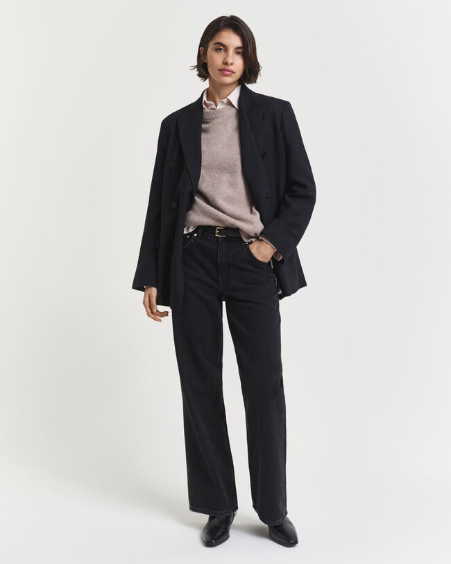 Rundhalsad tröja i mjuk kashmir- och ullblandning