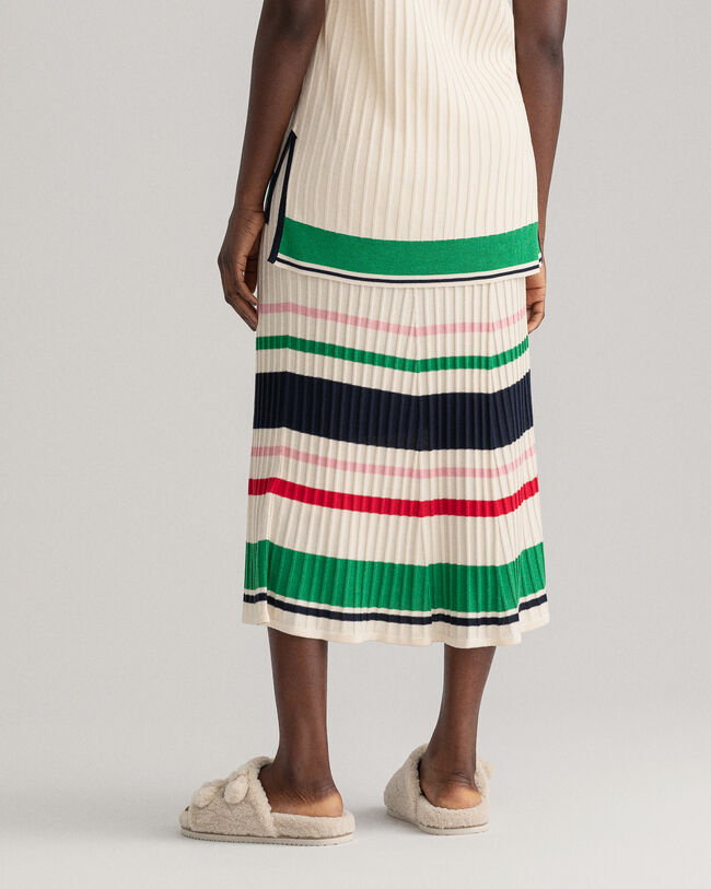 Randig ribbstickad kjol