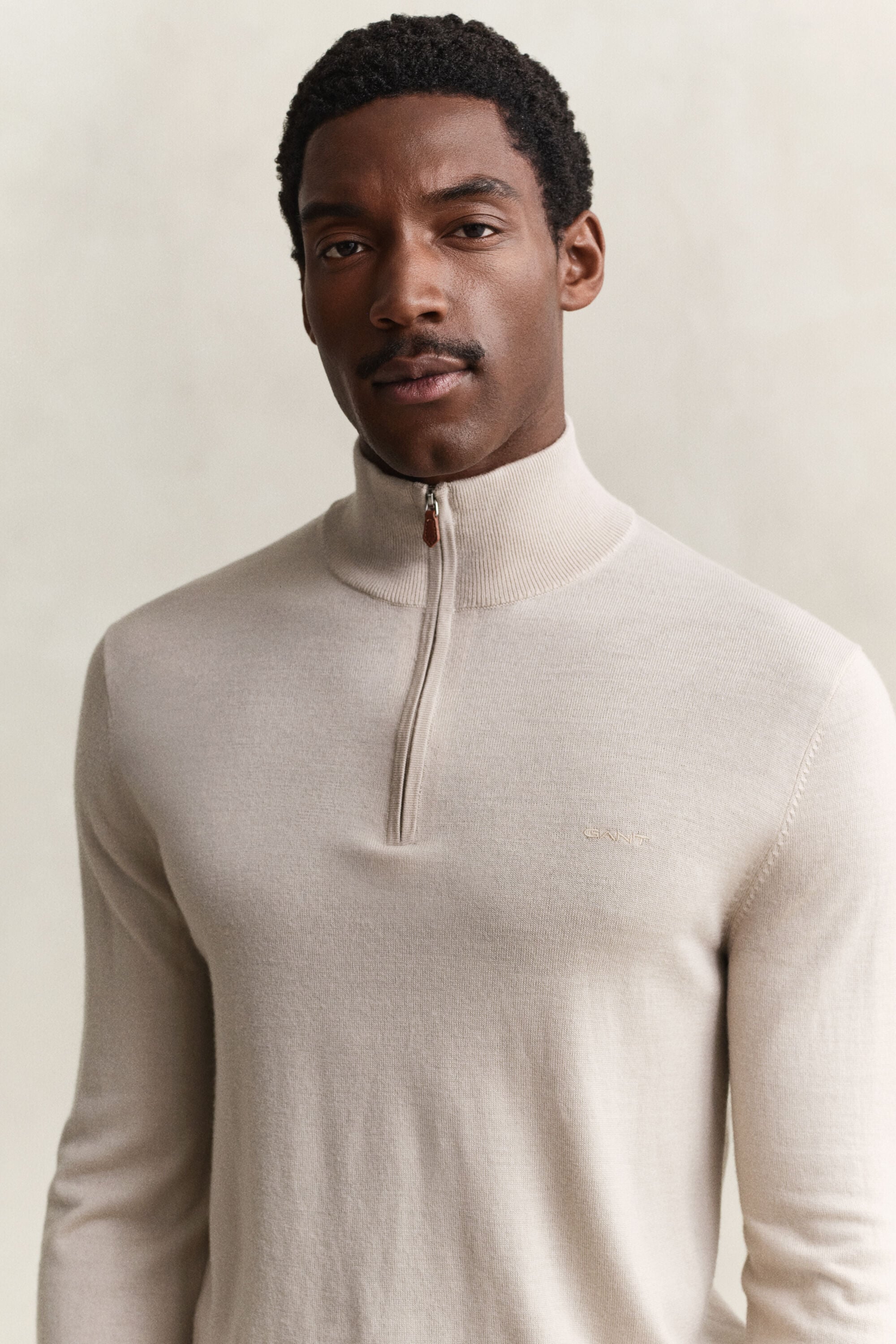 Tröja med half-zip i merinoull