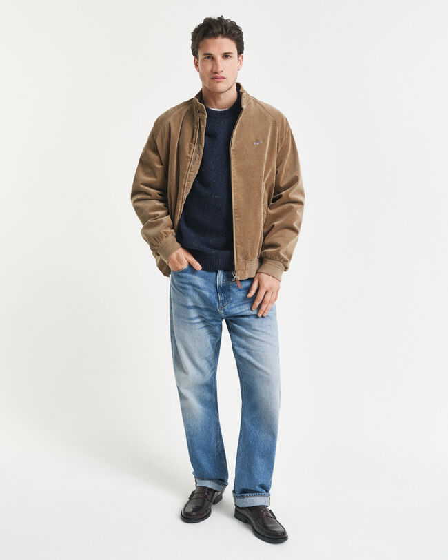 Rundhalsad tröja i ullblandning med neps