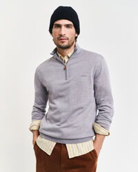 Tr&ouml;ja med halv dragkedja i extra fin merinoull